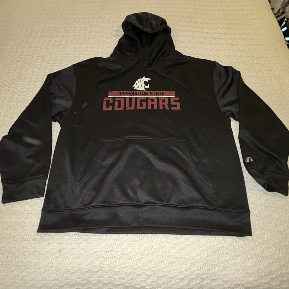 WSU Cougars Russell Black Hoodie Mens XL Super Soft Heavy
